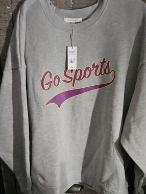 Favorite Daughter Grey Crewneck Sweatshirt with Purple and Gold